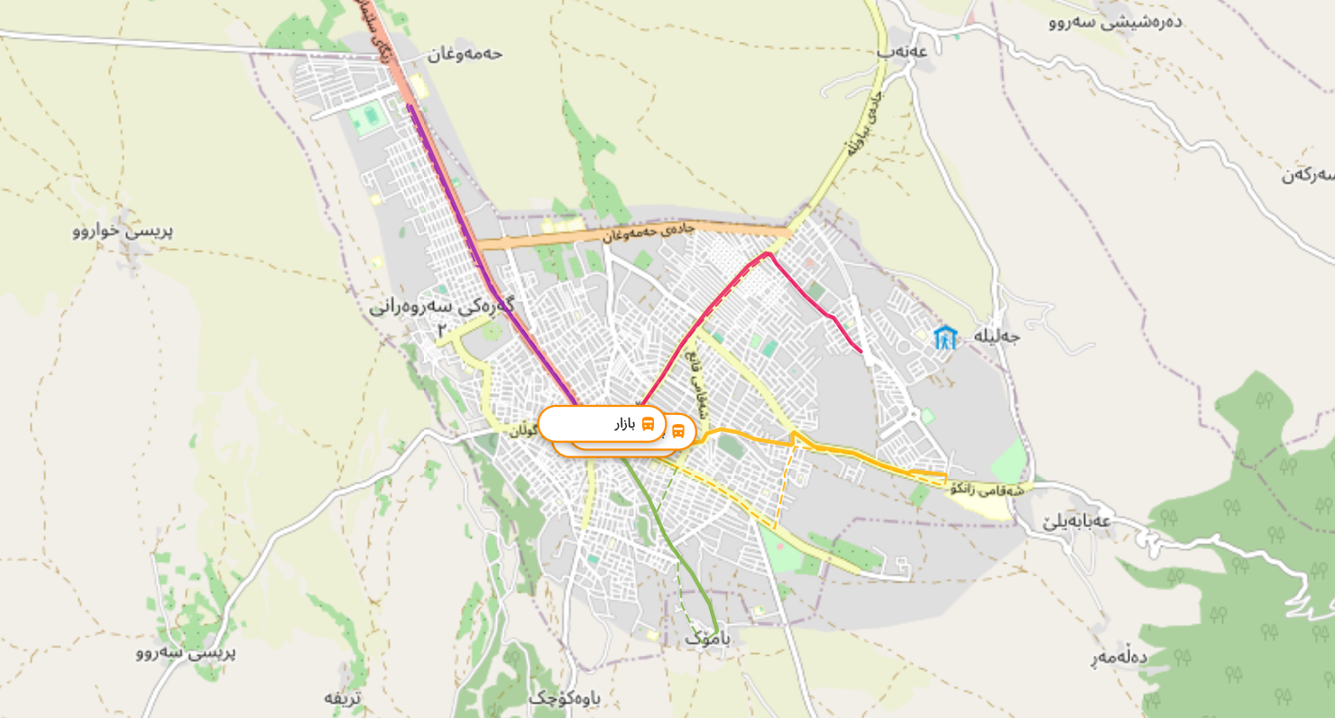 Halabja bus lines map