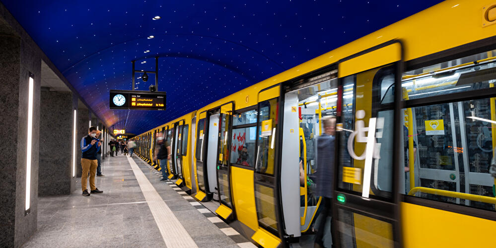 U-Bahn train at a station